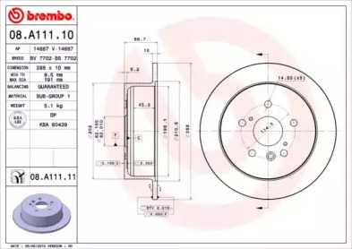 Диск гальмівний LEXU RX 350 03 - задн. (вир-во BREMBO)