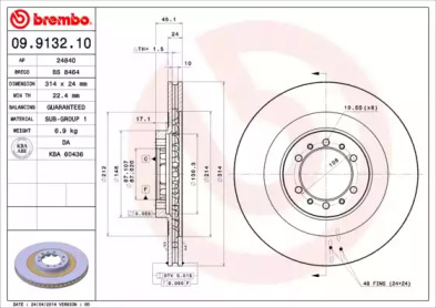 Диск гальмівний MITSUBISHI PAJERO SPORTS передн. (вир-во BREMBO)