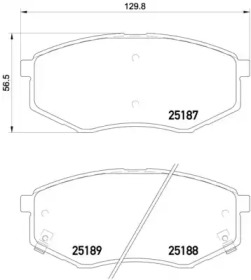 Колодка гальм. диск. HYUNDAI IX 20 1.4, 1.4 CRDI, 1.6, 1.6 CRDI 11/10 - передн. (вир-во BREMBO)