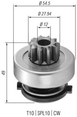 MAGNETI MARELLI бендикс (z=10) DB W124/202 OM601,602,604,605 (в т.ч.Sprinter) [940113020365]