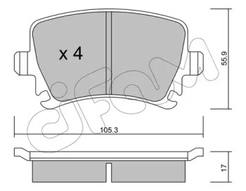 CIFAM VW гальмівні колодки задн. Audi A3 03-Golf V, Caddy III, TouranSkoda Octavia