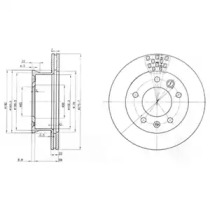 DELPHI DB диск гальмівний перед. (вентил.) Sprinter, VW LT28-46 96-