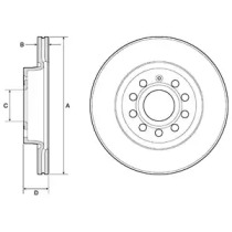 DELPHI VW диск гальмівний перед.(вентил.) Audi A3 03-Golf V,Caddy III 04-