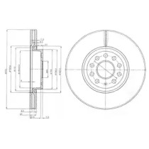 DELPHI VW гальмівний диск перед. Audi A3 03- VW Golf V, Passat 05-Skoda