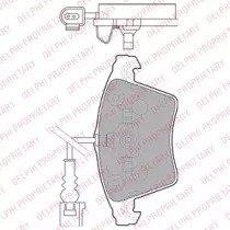 DELPHI VW гальмівні колодки передн.T5 1.9/2.5TDI 03-  (з датчик.)