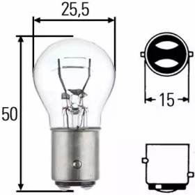 лампа розжарювання, P21/5W 12V 21/5W BAY 15d