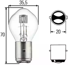 Лампа розжарювання S2 12V 35/35W BA20d