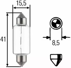 HELLA C10W 24V Автолампа пальчиковая (41мм)