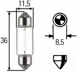 HELLA C5W 12V 5W автолампа пальчикова (36мм)