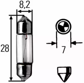 HELLA 3W, 12V, SV7-8 автолампа