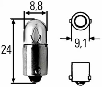 HELLA H, 2 W, 24 V, BA 9 s автолампа