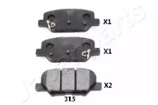 JAPANPARTS MITSUBISHI колодки гальм.задні Outlander 12-, ASX, CITROEN C4 Aircross, MAZDA 6