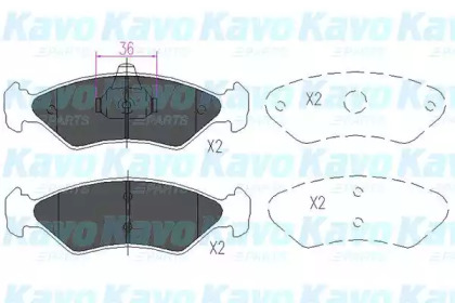 KAVO PARTS FORD Гальмівні колодки передн. Fiesta IV,V,фургон 95-,Mazda 121