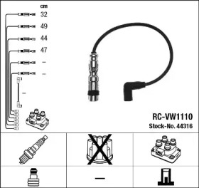 44316 Комплект ізольованих проводів для свічок запалення RC-VW1110