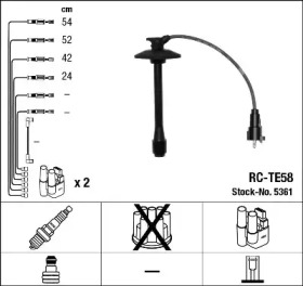 К-кт проводiв NGK (RC-TE58) TOYOTA Avensis/Camry/Picnic \2,0-2,2 \96-02