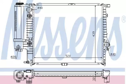 NISSENS BMW Радіатор охолодження 5 E34 2.0/2.5 (520x439x32)