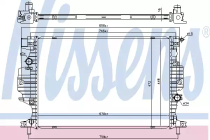 NISSENS FORD Радіатор охолодження двиг. GALAXY III 1.5, 2.0 15-, MONDEO V 1.0-2.0 15-, S-MAX