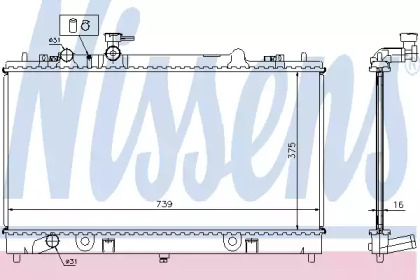 Радіатор охолодження двигуна MAZDA 6 18/20/23 MT 02- (вир-во Nissens)