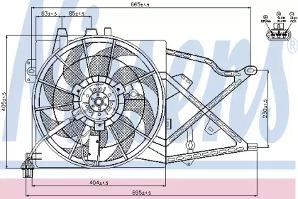 NISSENS OPEL Вентилятор радіатора Vectra B 1.6/2.6 95-