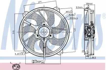 NISSENS CITROEN Вентилятор радіатора C5 I, C8, Jumpy, Fiat Scudo, Peugeot 807, Expert 1.8/2.0/2.0HDI 01-