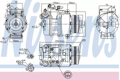 NISSENS BMW Компресор кондиціонера 3 (E90), 5 (E60), 5 Touring (E61), 7 (E65, E66, E67)