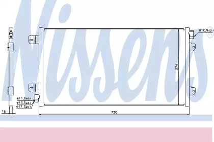 Радіатор кондиціонера, 1.9-2.2-2.5-3.0dCi, (730x374x16), 00-