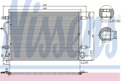 NISSENS VW Радіатор кондиціонера (конденсатор) без осушувача Audi A4/6 1.6/3.0 00-