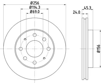 Диск гальмівний передний Mitsubishi Galant V, VI 1.8, 2.0 (96-) (ND3011K) NISSHINBO