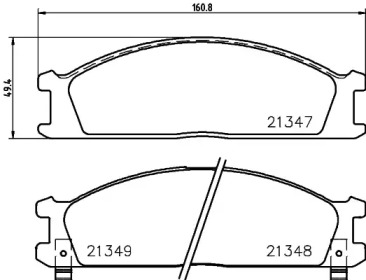 Колодки гальмівні дискові передние Nissan Pathfinder, Pick Up 2.4, 2.7, 3.2 (98-) (NP2008) NISSHINBO