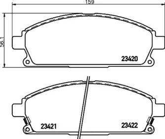 Колодки гальмівні дискові передние Nissan X-Trail 2.0, 2.5 (03-) (NP2009) NISSHINBO