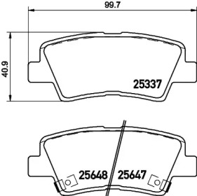 Колодки гальмівні дискові задні Hyundai Accent, i40/Kia Rio/Ssang Yong 1.4, 1.6, 1.7, 2.0 (10-) (NP6036) NISSHINBO