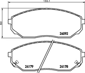 Колодки гальмівні дискові передние Kia Sorento 2.4, 2.5 (02-) (NP6053) NISSHINBO