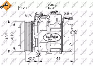 Компресор кондиціонера DB C W202 93-01, E W210 93-03, G W463 96-, ML W163 98-05, S W140 91-98, SLK R170 96-04, Sprinter 95-02, V W638 96-0