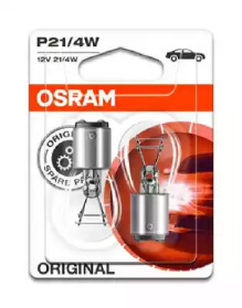 Лампа допоміжн. освітлення Р21/4W 12V 21/4W ВАZ15d (2 шт) blister (вир-во OSRAM)