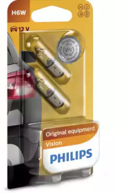 Лампа розжарювання H6W 12V 6W BAX9s 2шт blister (вир-во Philips)