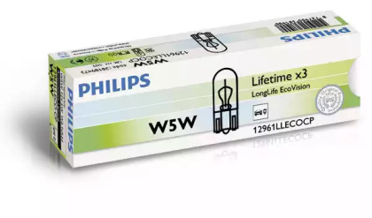 Лампа розжарювання W5W 12V 5WW2,1X9,5d LongerLife EcoVision (вир-во Philips)