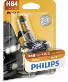 Лампа розжарювання HB4 12V 55W P22d Vision +30 1шт blister (вир-во Philips)