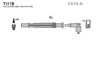 Дроти високовольтні, комплект Renault Clio grandtour 1.2 (08-) (T317B) TESLA BLATNA