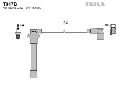 Дроти високовольтні, комплект Honda Accord vi 2.3 (01-03),Honda Accord vi hatchback 2.0 (99-02) (T847B) TESLA BLATNA