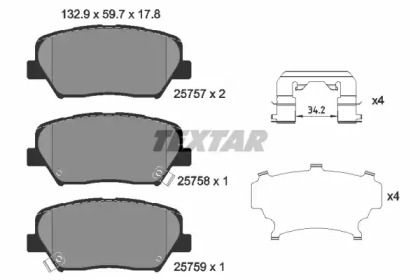 Гальмівні колодки HYUNDAI/KIA Creta/Santa Fe/Carens ''F ''11>>