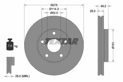 Диск гальмівний LEXUS/TOYOTA ES/Avalon/Camry \F D=275mm \91>>