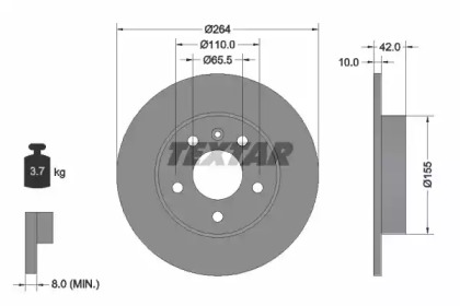 Диск гальмівний OPEL Astra/Meriva \R D=264mm \96>>