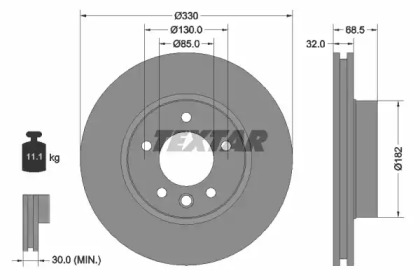 Диск гальмівний PORSCHE/VW Cayenne/Touareg \FR D=330mm \02-18