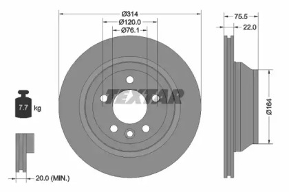 Диск гальмівний VW Multivan/Touareg/T5 \R D=314mm \02-15