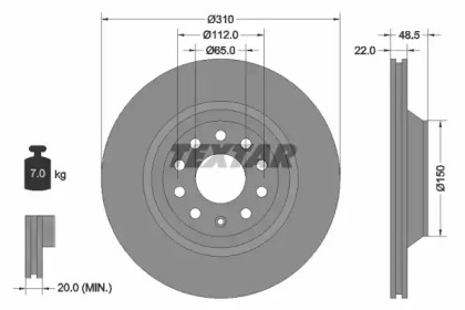 Диск гальмівний AUDI/SKODA/VW A3/SuperB/Golf/Passat \R D=310mm \05>>