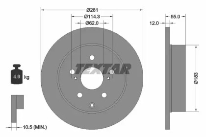 Диск гальмівний TOYOTA Rav4 \R D=281mm \05>>