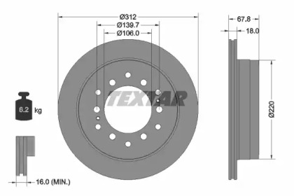 Диск гальмівний TOYOTA Land Cruiser Prado \R D=312mm \88>>