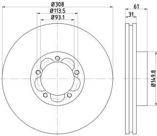 Диск гальмівний FORD Transit \F D=308mm \13>>