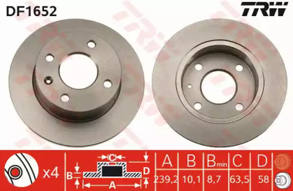 Диск гальмівний (1 шт.) FORD (Europe) Escort/Escort 35/Escort 55/Escort 60/Escort-Express 35/Es