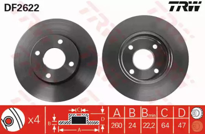 Диск тормозной (1 шт.) FORD (Europe) Cougar/Mondeo/Mondeo Estate/Wagon/Scorpio